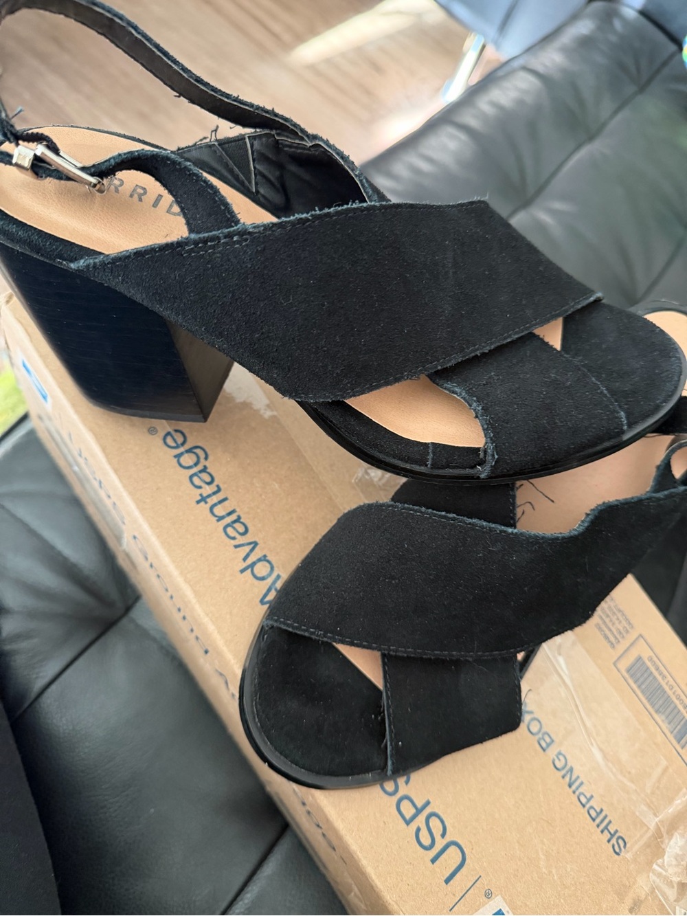 torrid Black Suede Crisscross Block Heel Sandals